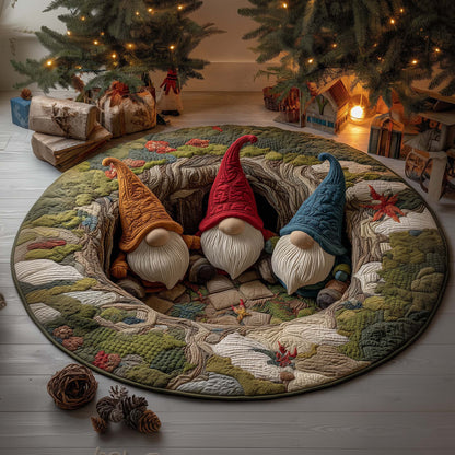 Gnome Trio Quilted Round Mat GFTOQM379