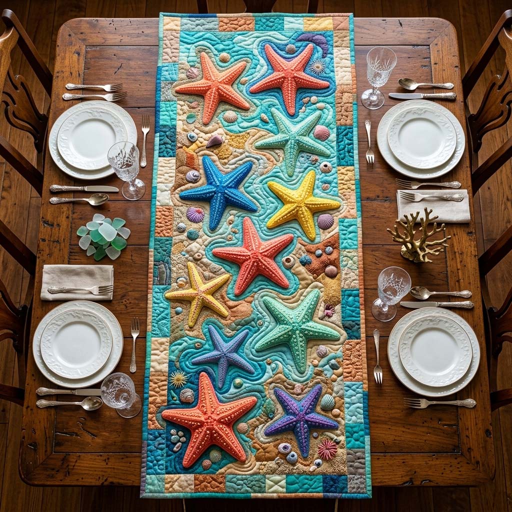 Ocean Starfish Quilted Table Runner GFTOQM3802