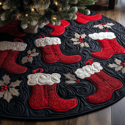 Glitter Stockings Quilted Tree Skirt GFTOQM383