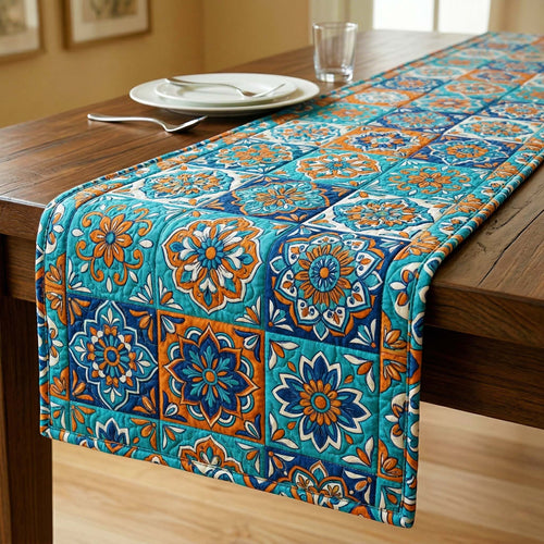 Azure Bloom Quilted Table Runner GFTOQM3876