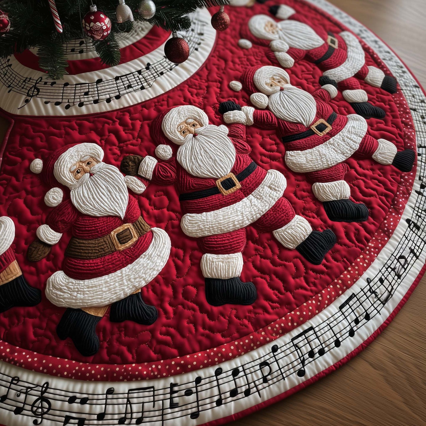 Dancing Santas Quilted Tree Skirt GFTOQM388