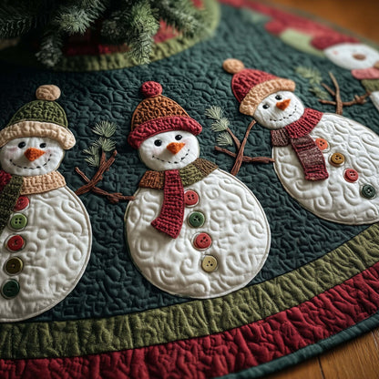 Button Snowmen Quilted Tree Skirt GFTOQM389