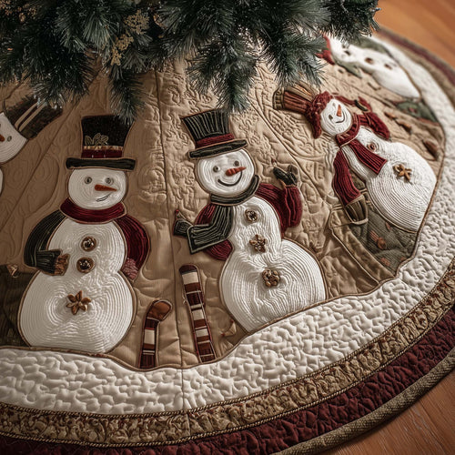 Retro Snowmen Quilted Tree Skirt GFTOQM393
