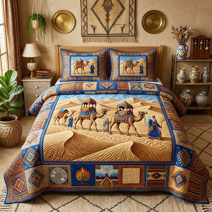 Camel Caravan 3-Piece Quilted Bedding Set GFTOQM3941