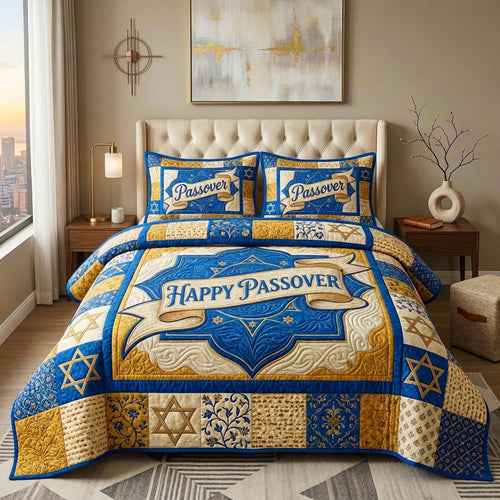 Star Passover 3-Piece Quilted Bedding Set GFTOQM3942