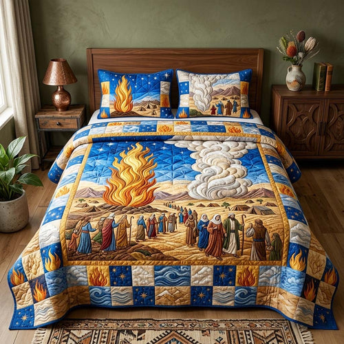 Fire Pillar 3-Piece Quilted Bedding Set GFTOQM3943