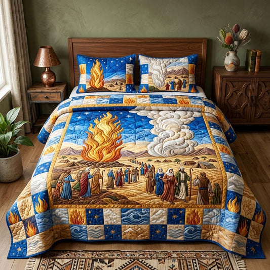 Fire Pillar 3-Piece Quilted Bedding Set GFTOQM3943