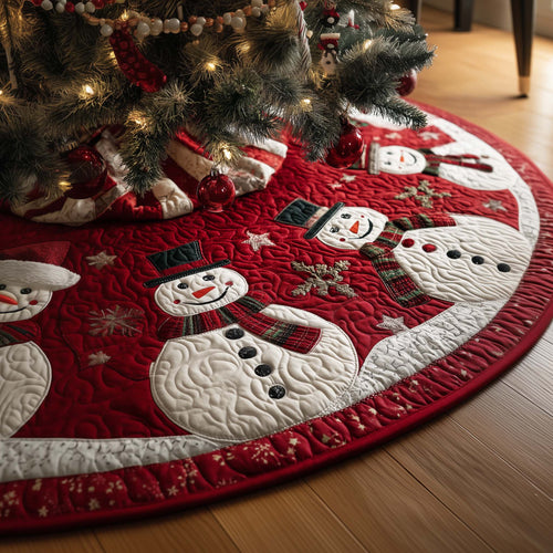 Red Snowmen Quilted Tree Skirt GFTOQM396