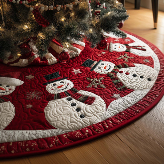 Red Snowmen Quilted Tree Skirt GFTOQM396