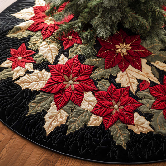Elegant Poinsettia Quilted Tree Skirt GFTOQM401