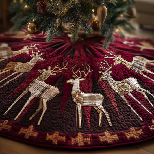 Plaid Reindeer Quilted Tree Skirt GFTOQM405