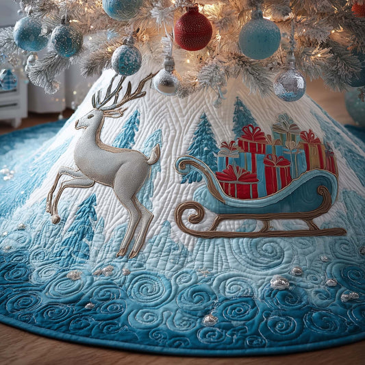 Reindeer Sleigh Quilted Tree Skirt GFTOQM406