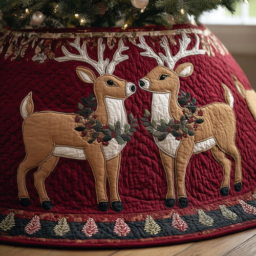 Wreath Reindeer Quilted Tree Skirt GFTOQM408