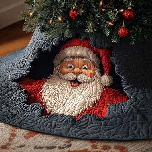 Peeking Santa Quilted Tree Skirt GFTOQM414