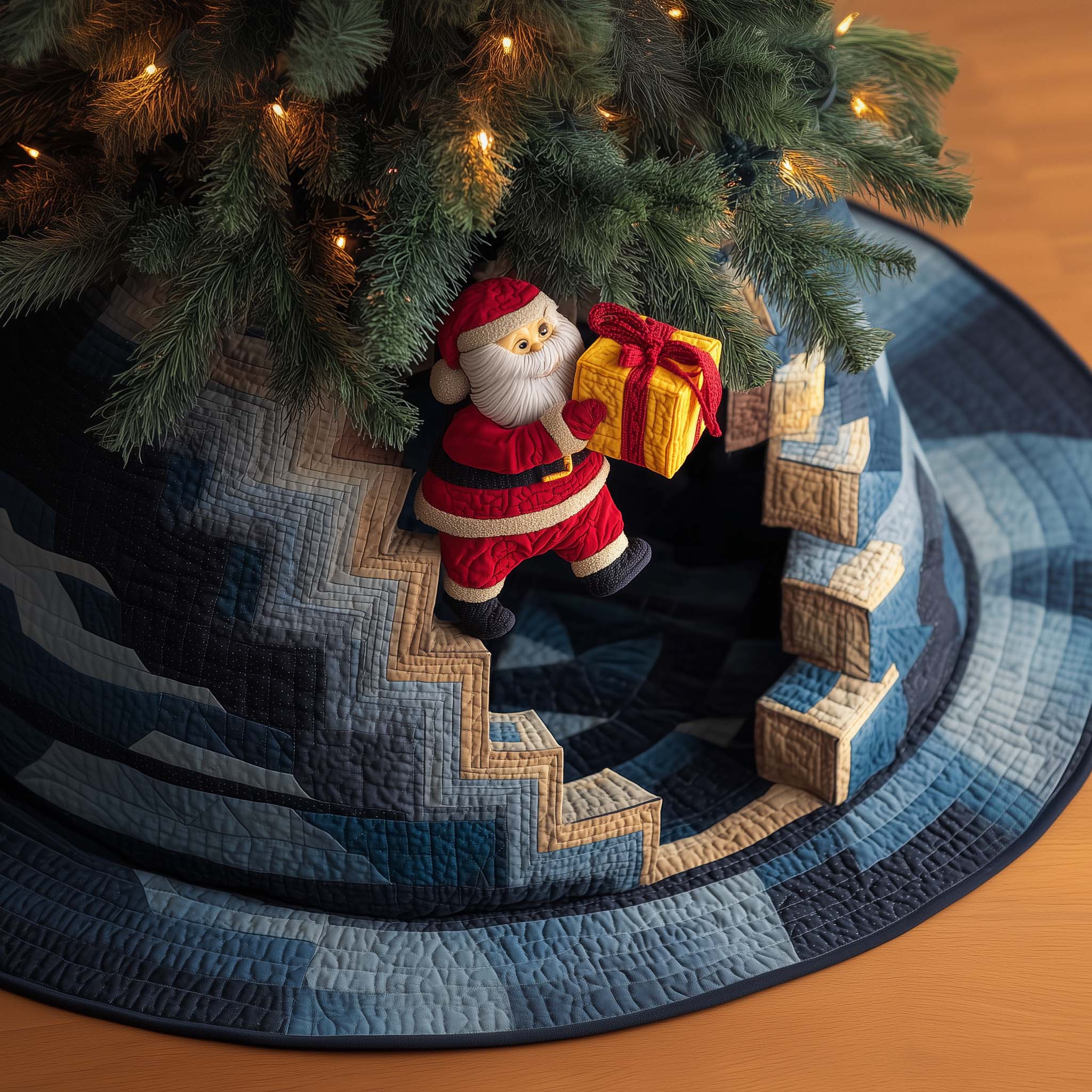 Stepping Santa Quilted Tree Skirt GFTOQM423 – Willow Quilt