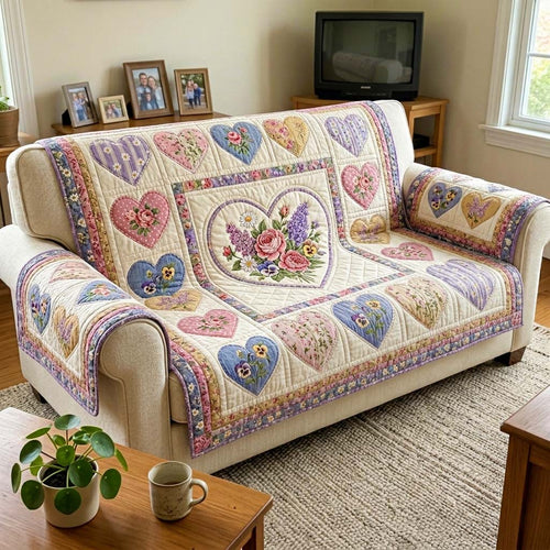 Floral Embrace Quilted Sofa Cover GFTOQM4243