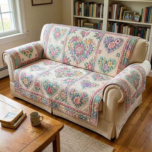 Garden Heart Quilted Sofa Cover GFTOQM4244
