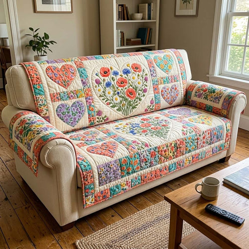 Petal Passion Quilted Sofa Cover GFTOQM4246