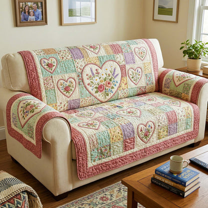 Velvet Bloom Quilted Sofa Cover GFTOQM4249