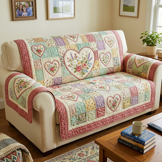 Velvet Bloom Quilted Sofa Cover GFTOQM4249