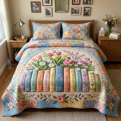 Spring Books 3-Piece Quilted Bedding Set GFTOQM4270
