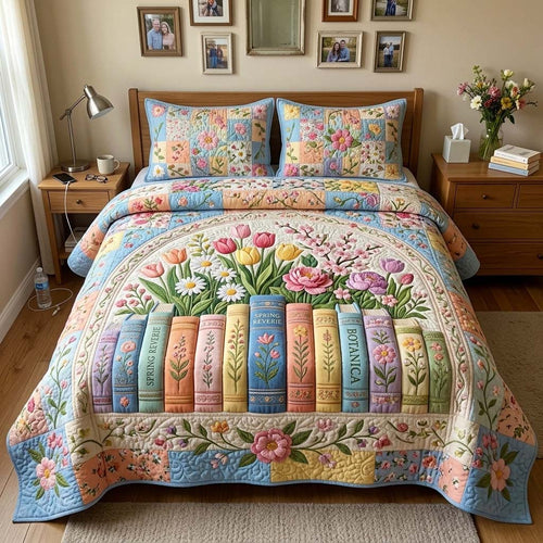 Spring Books 3-Piece Quilted Bedding Set GFTOQM4270