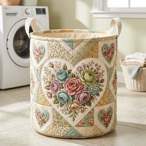Flower Patchwork Quilted Laundry Basket GFTOQM4272
