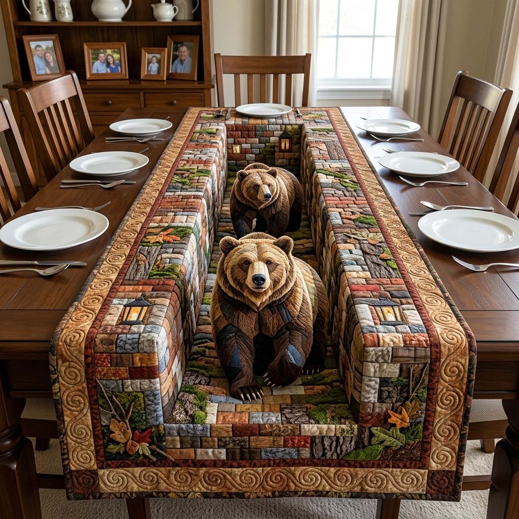 Bear Tunnel Quilted Table Runner GFTOQM4283