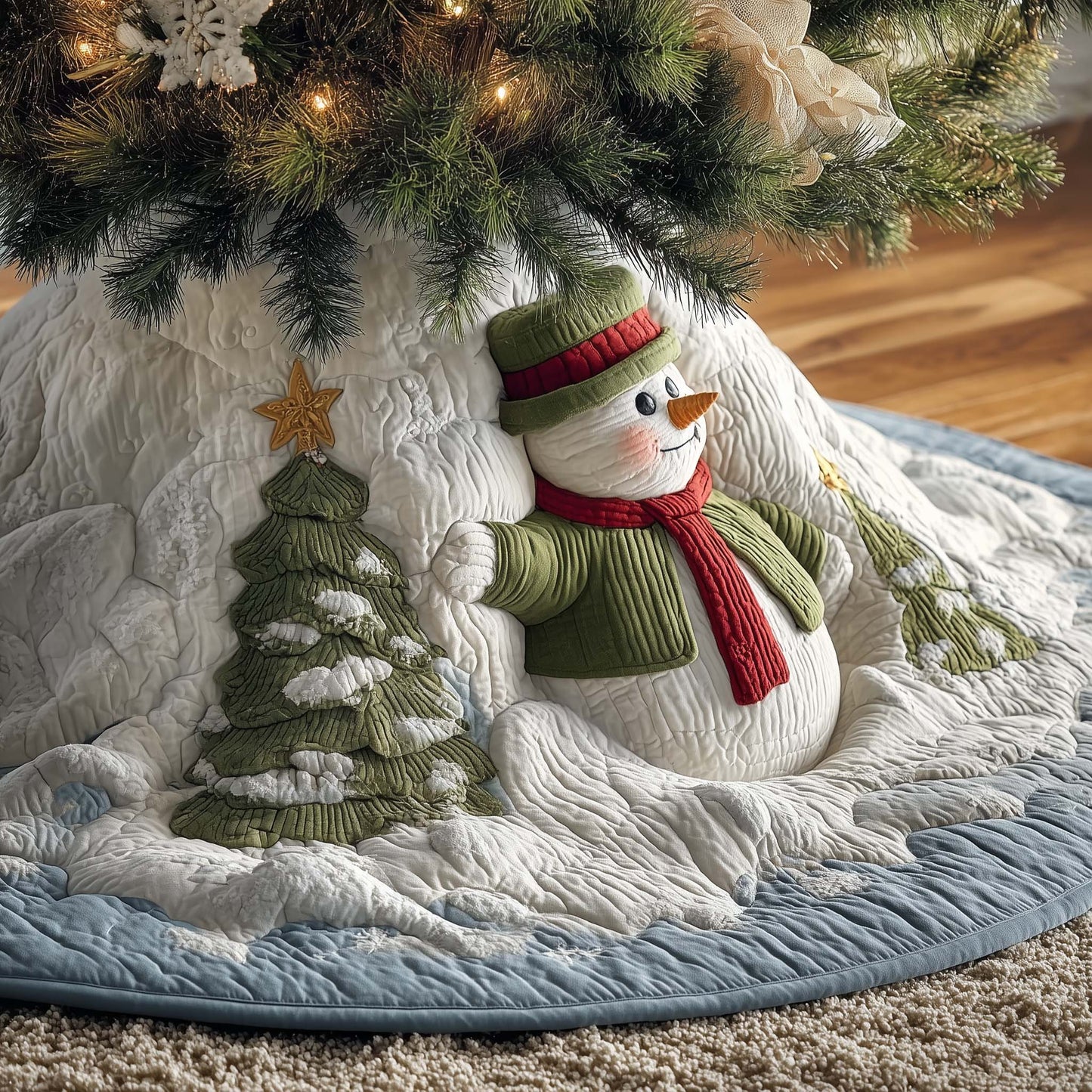 Green Snowman Quilted Tree Skirt GFTOQM428