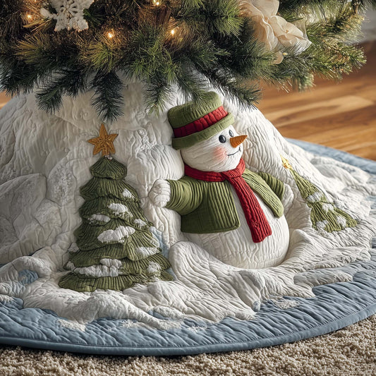 Green Snowman Quilted Tree Skirt GFTOQM428