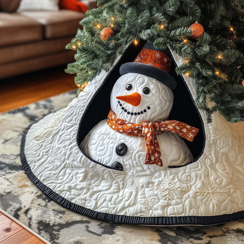 Peeking Snowman Quilted Tree Skirt GFTOQM431