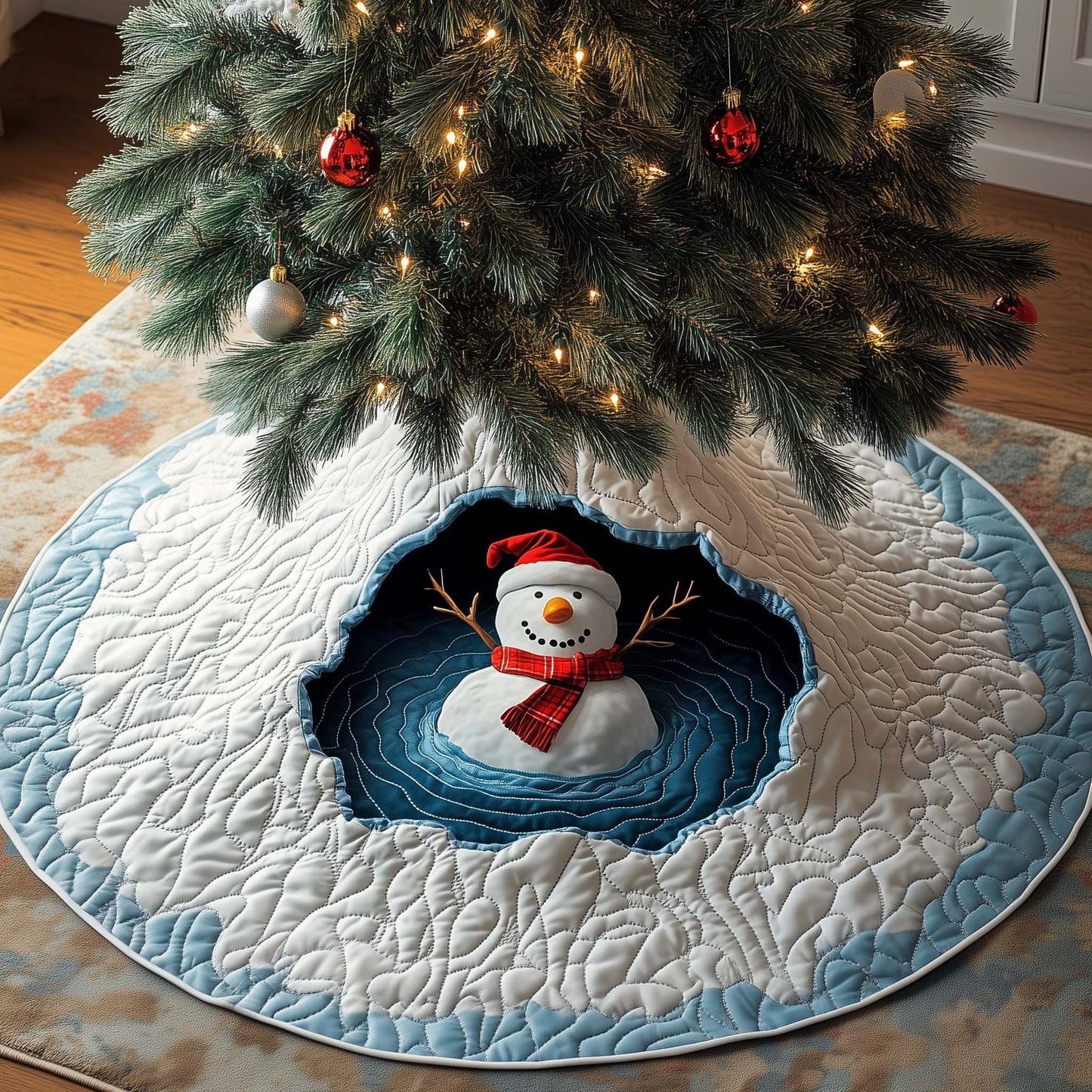 Vortex Snowman Quilted Tree Skirt GFTOQM436