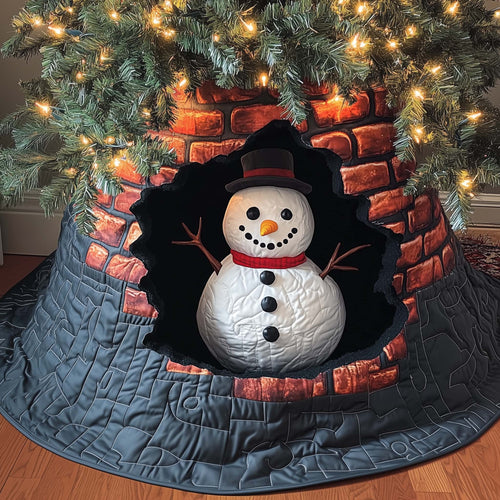 Chimney Snowman Quilted Tree Skirt GFTOQM437