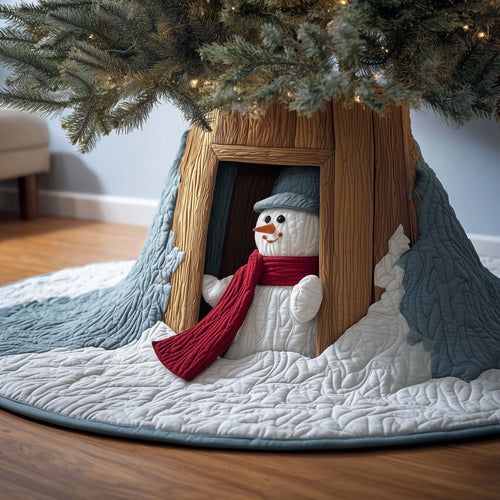 Cabin Snowman Quilted Tree Skirt GFTOQM438