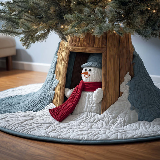 Cabin Snowman Quilted Tree Skirt GFTOQM438