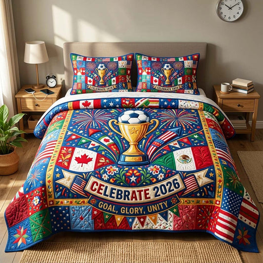Victory Fireworks 3-Piece Quilted Bedding Set GFTOQM4403