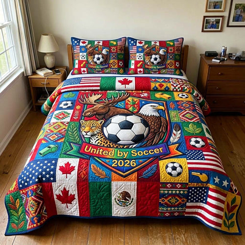 Wild Soccer 3-Piece Quilted Bedding Set GFTOQM4408