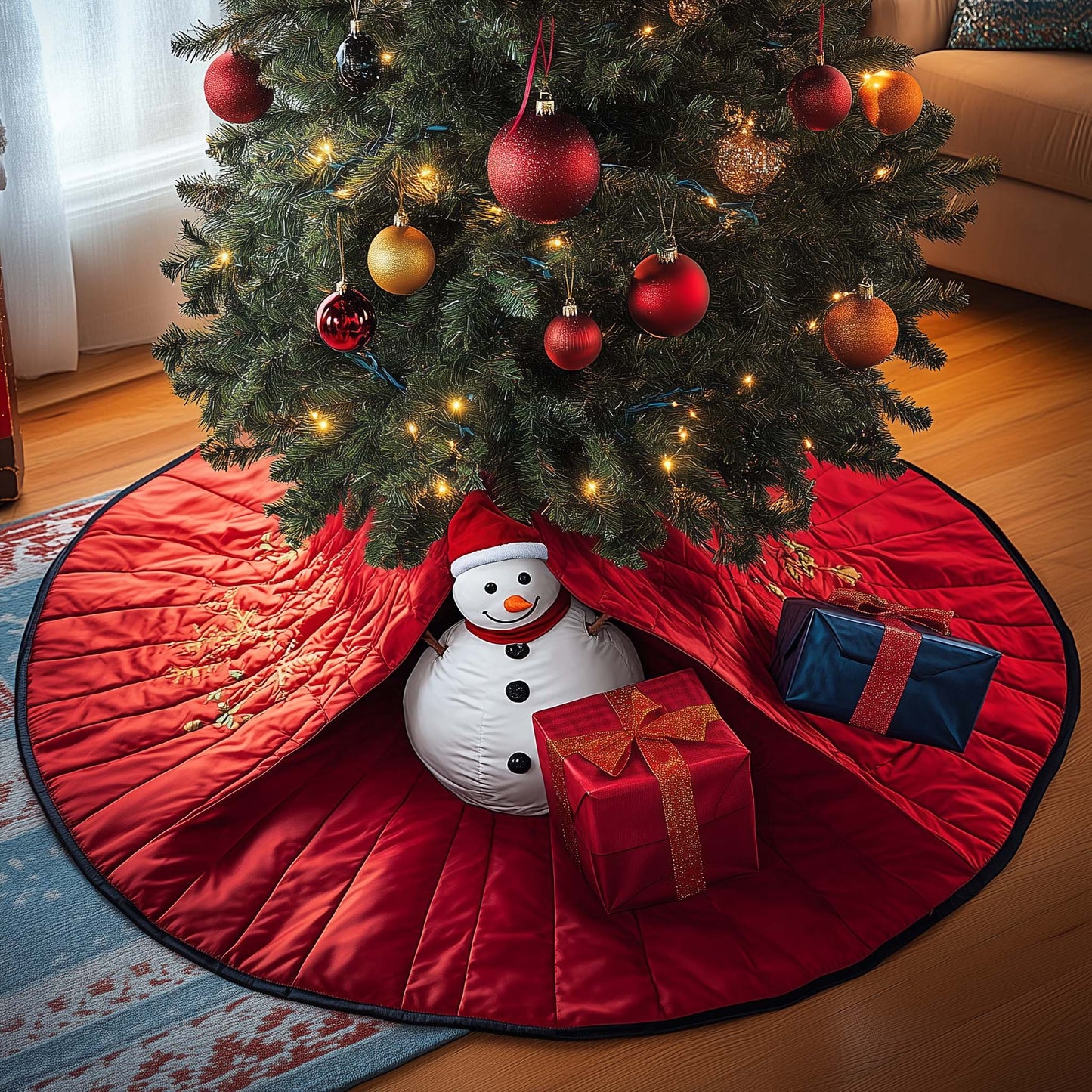 Gift Snowman Quilted Tree Skirt GFTOQM441