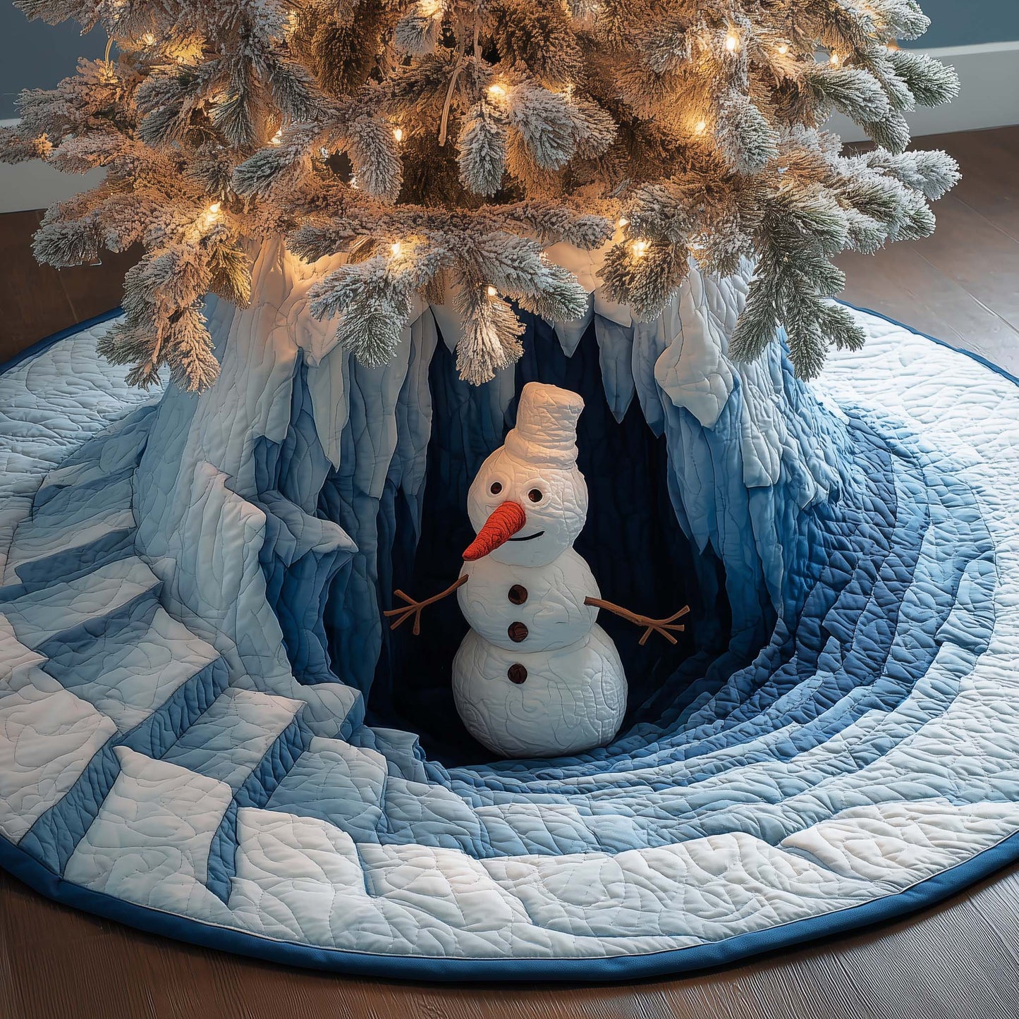 Ice Snowman Quilted Tree Skirt GFTOQM443