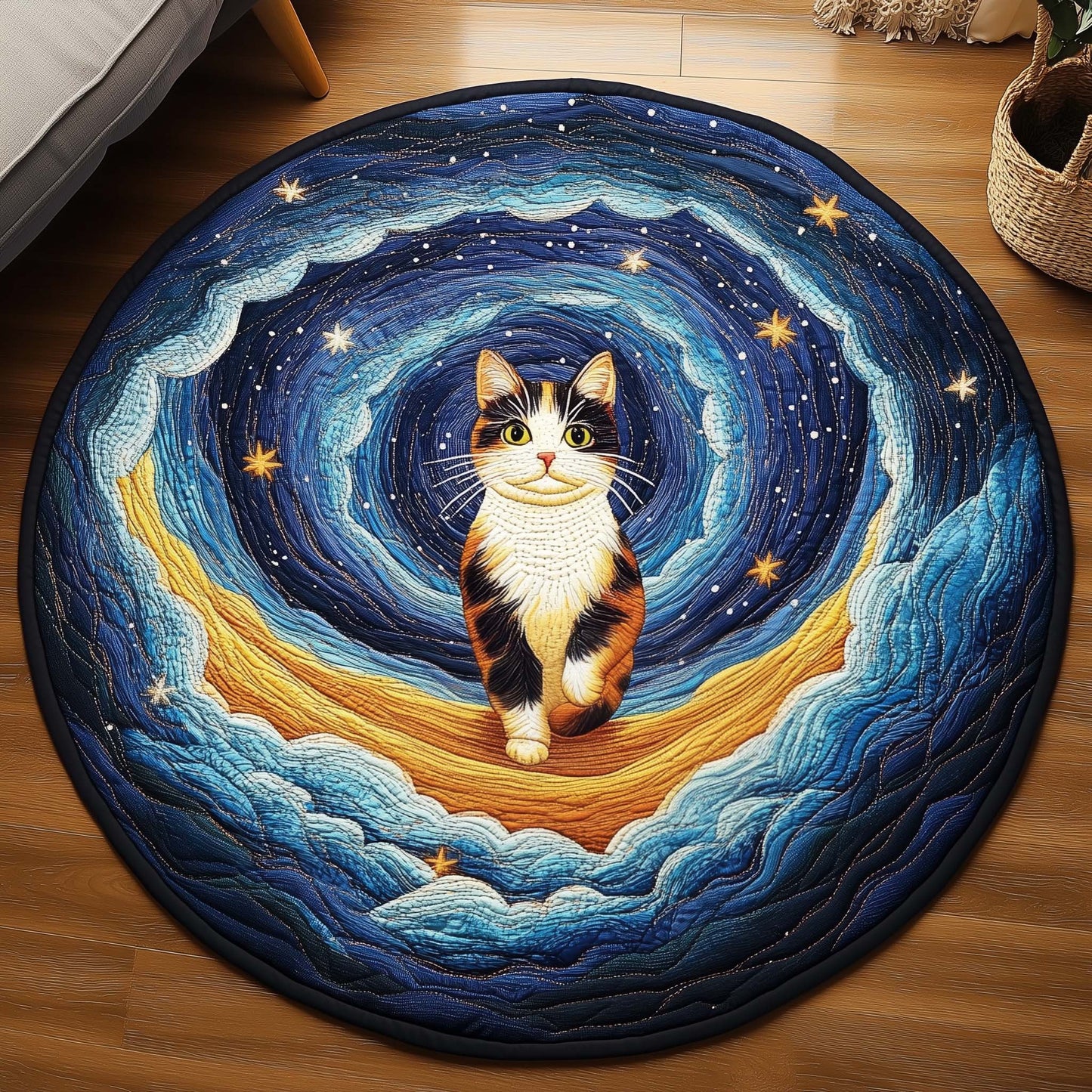 Starry Cat Quilted Round Mat GFTOQM44