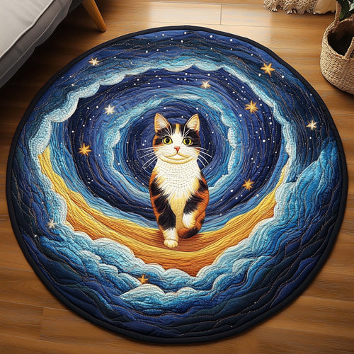 Starry Cat Quilted Round Mat GFTOQM44