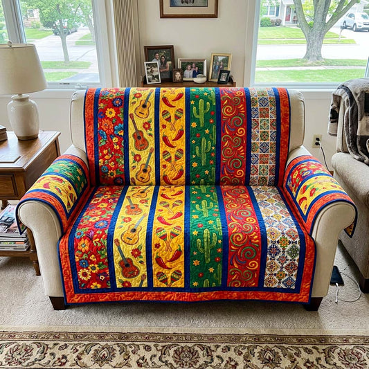Fiesta Stripes Quilted Sofa Cover GFTOQM4514