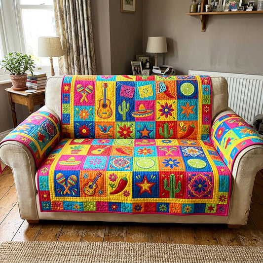 Fiesta Tiles Quilted Sofa Cover GFTOQM4515