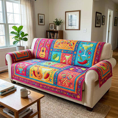 Fiesta Drinks Quilted Sofa Cover GFTOQM4519