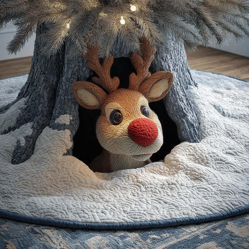Peeking Rudolph Quilted Tree Skirt GFTOQM454
