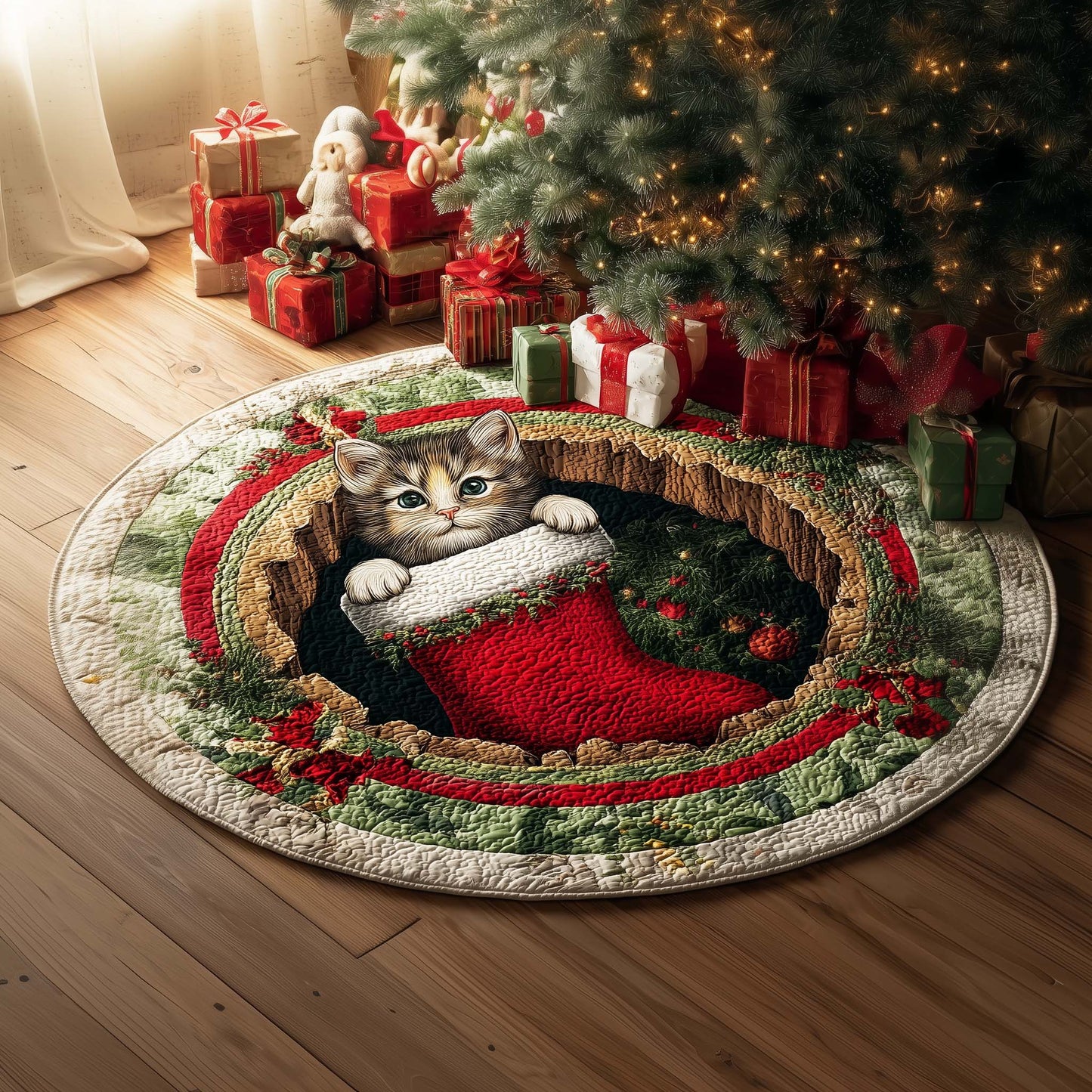 Cat Quilted Round Mat GFTOQM45