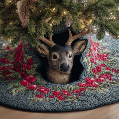 Berry Deer Quilted Tree Skirt GFTOQM461