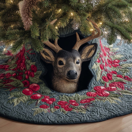 Berry Deer Quilted Tree Skirt GFTOQM461