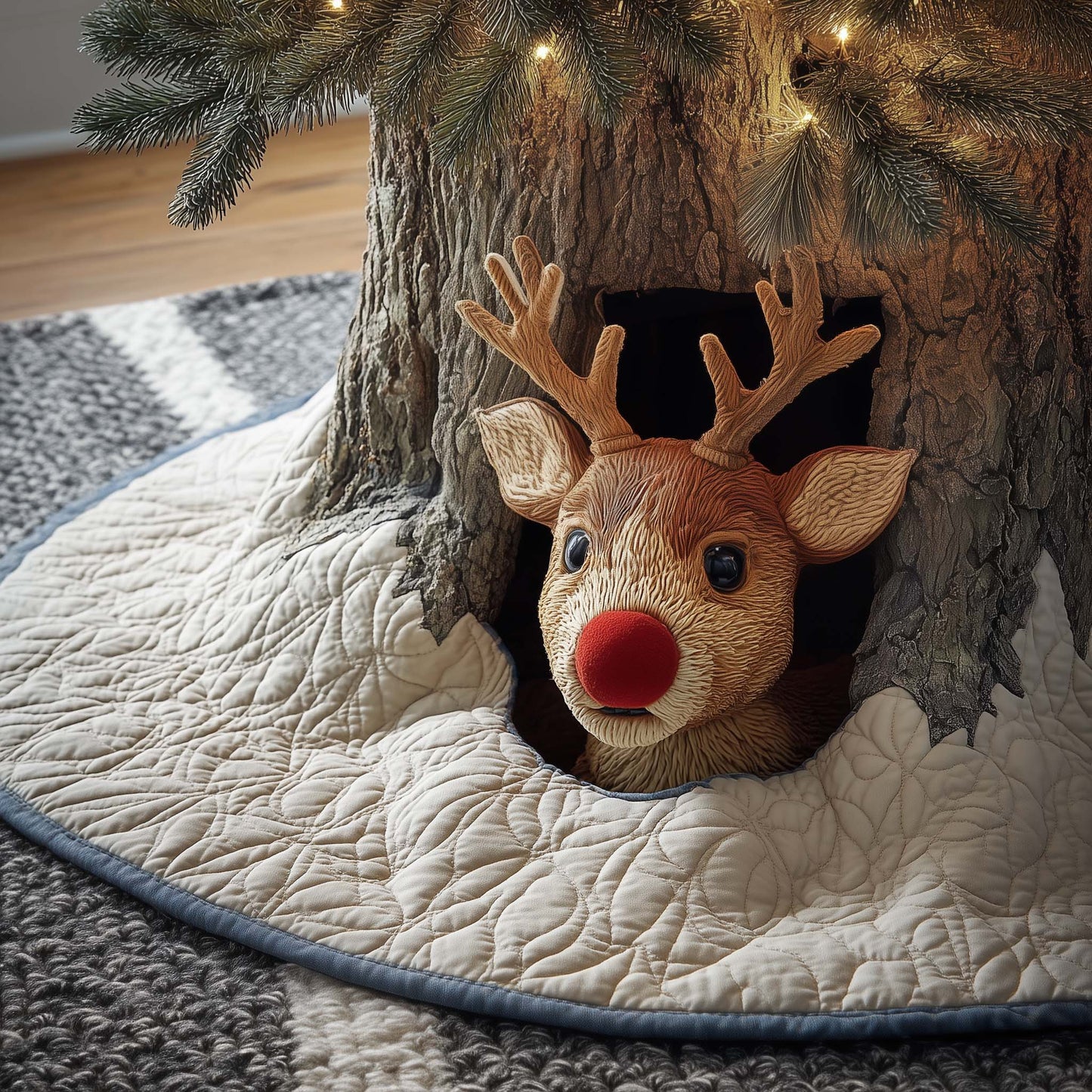 Textured Rudolph Quilted Tree Skirt GFTOQM464