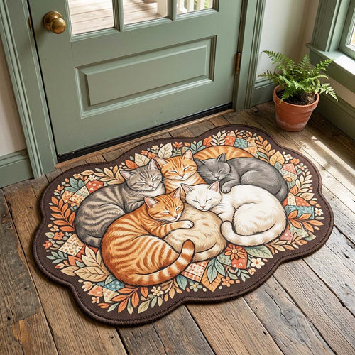 Sleeping Cat Circle Custom Shape Doormat GFTOQM4655